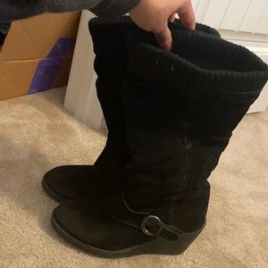 Black Wedge Boots